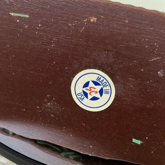 VINTAGE SC  FAUX CHOCOLATE RESIN HAND PAINTED RABBIT PINK BOW & FLOWERS USA MADE - Picture 4 of 15